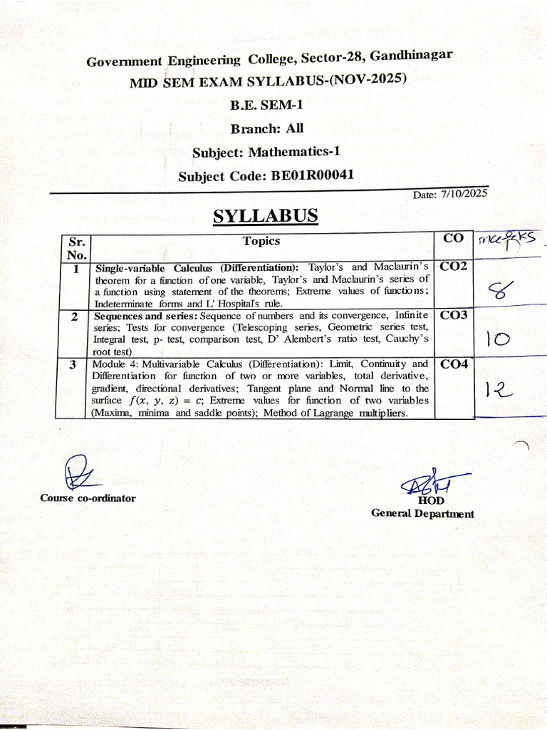 Mid Sem Syllabus-1 | PDF
