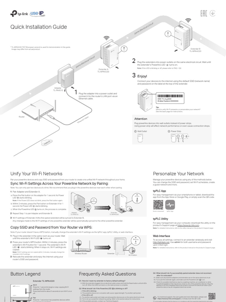 TP-Link TL-WPA4220 Setup Guide | PDF | Wi Fi | Ac Power Plugs And Sockets