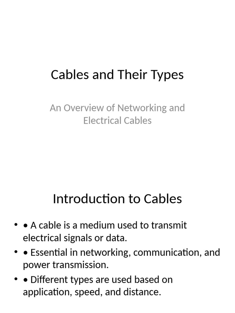 Cables and Types Presentation | PDF