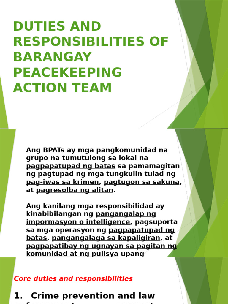 Presentation BPATS Duties and Responsibilities | PDF