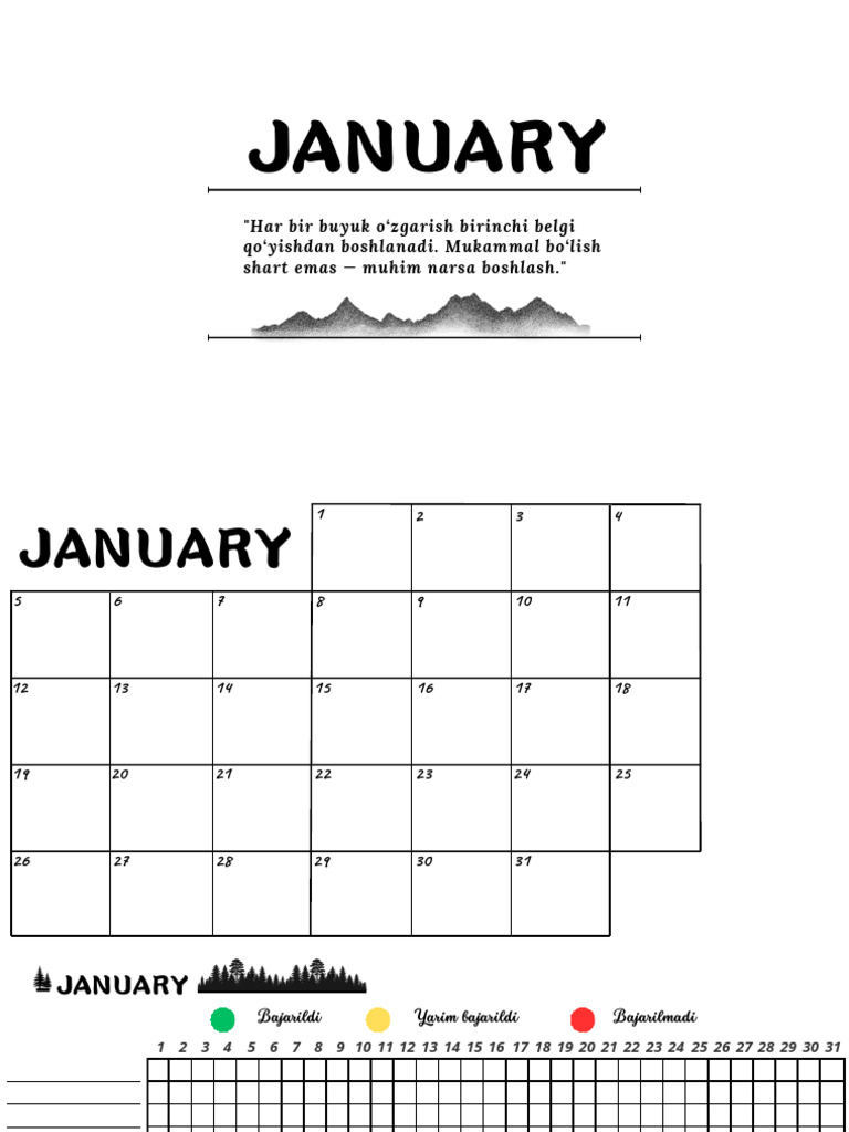 January Progress Tracker Template | PDF