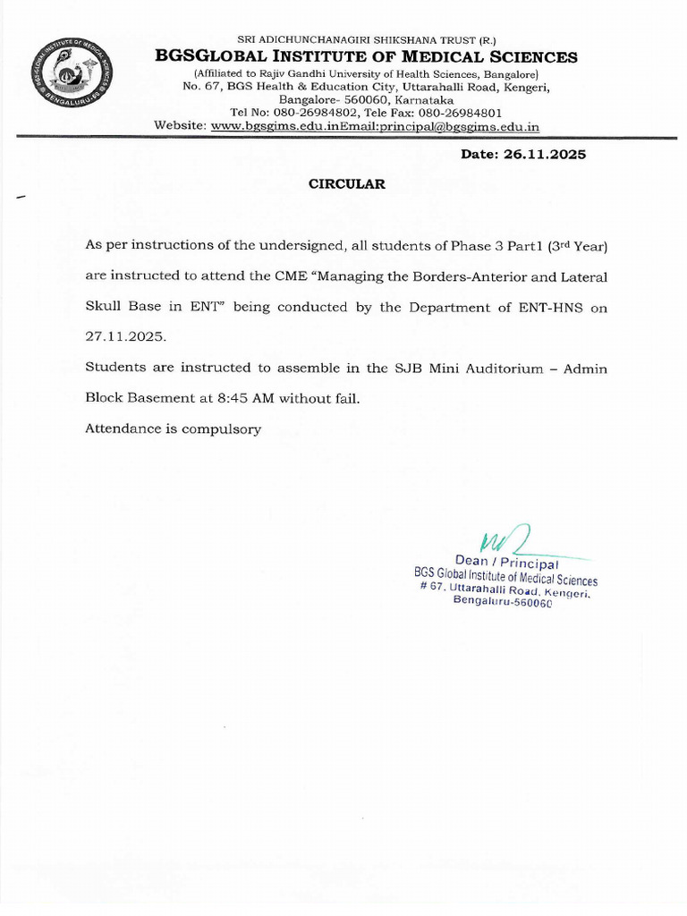 Student Circular 3rd Year 26.11.2025 | PDF