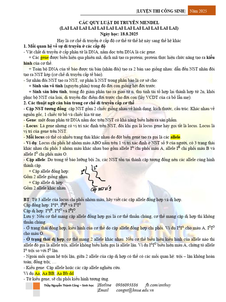 9S1 - 18.8 - Các Quy Luật Di Truyền Mendel | PDF