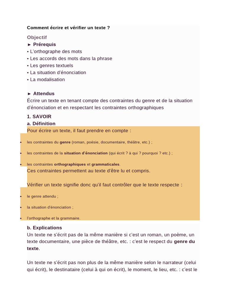 Écrire et Vérifier un Texte Efficacement | PDF | Sujet (Grammaire) | Phrase