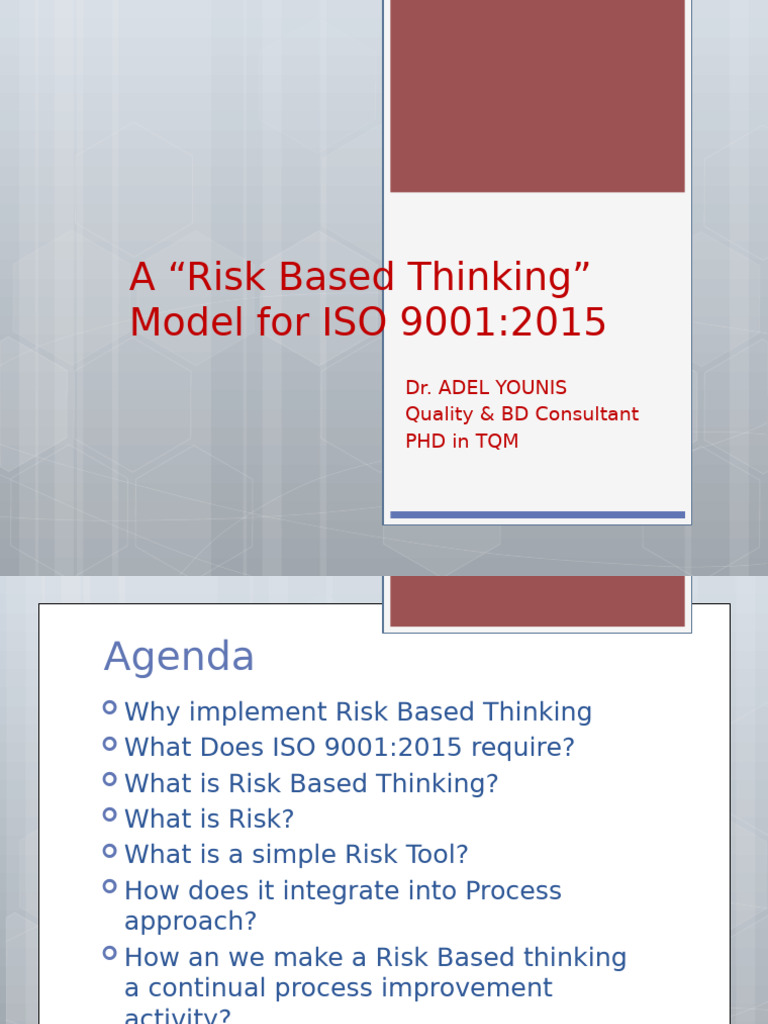 Risk Based Thinking in ISO 9001:2015 | PDF | Risk | Quality Management