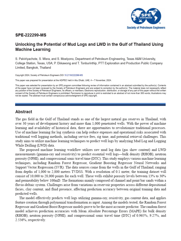 Machine Learning for Well Log Prediction | PDF | Applied Mathematics