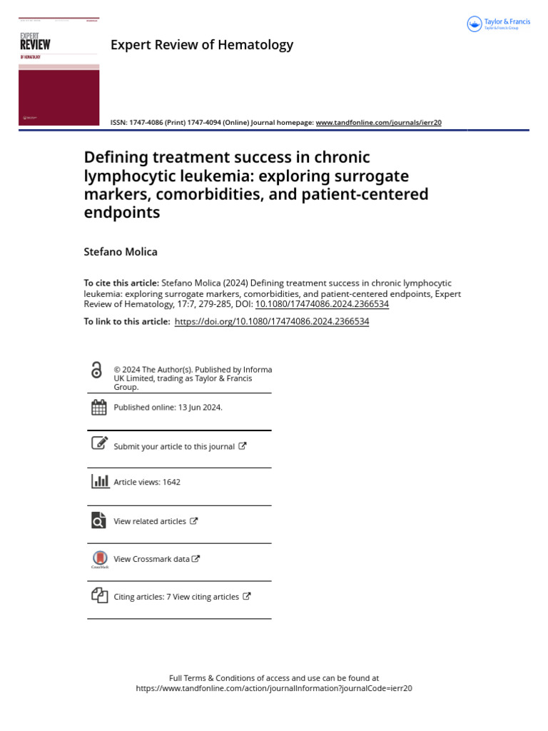 Treatment Success in Chronic Lymphocytic Leukemia | PDF | Health ...