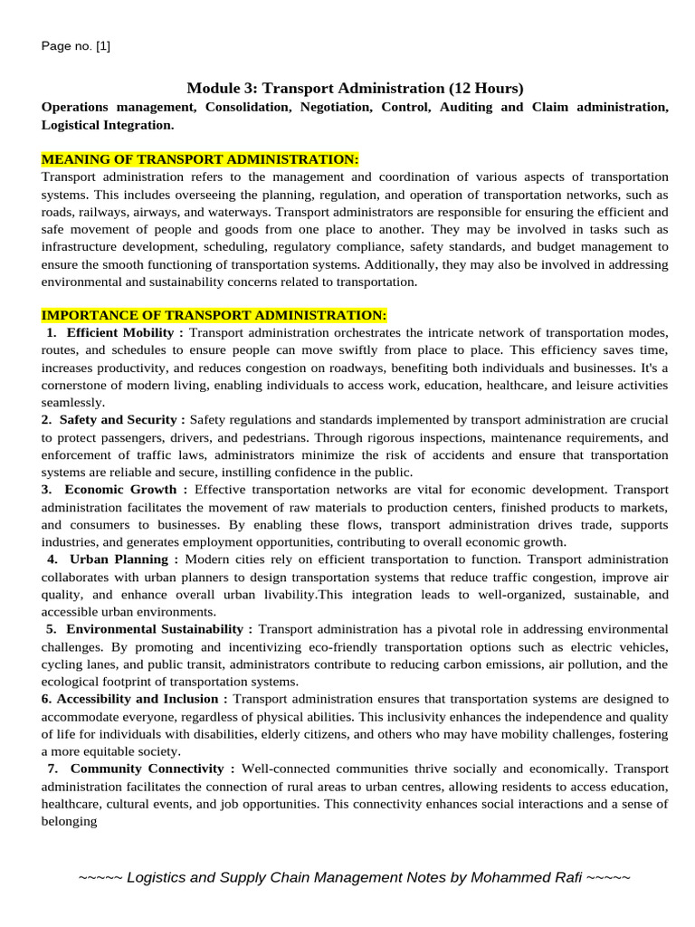 Transport Administration Overview | PDF | Audit | Logistics