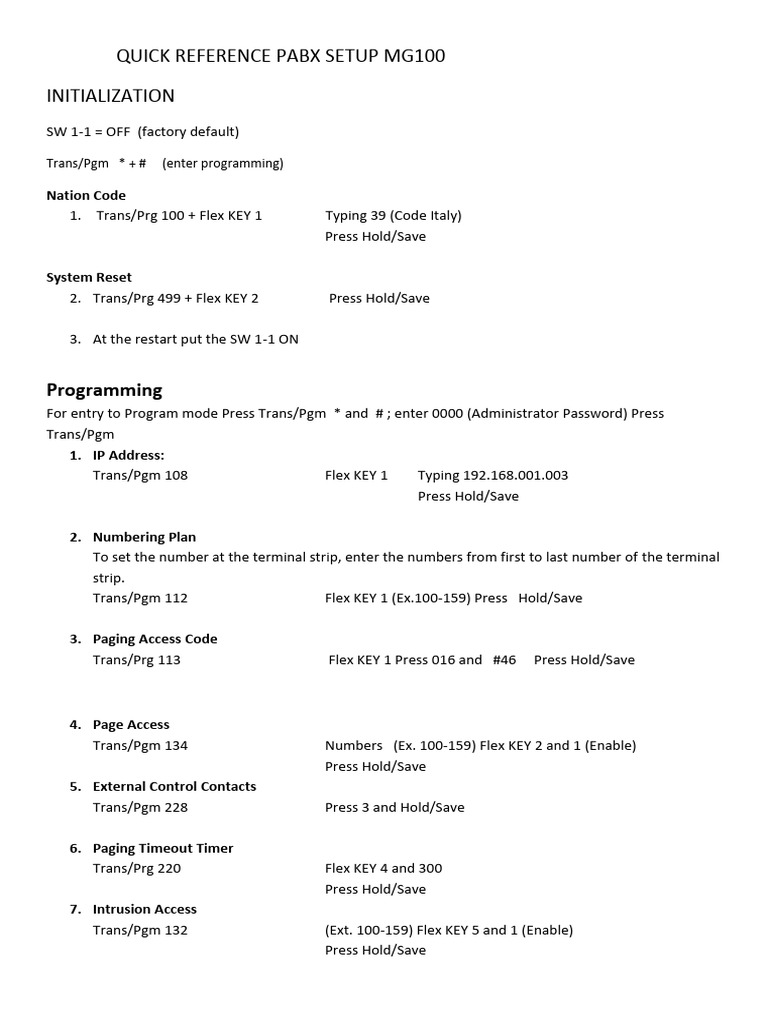 Quick Reference PABX Prog | PDF | Chess Theory | Chess