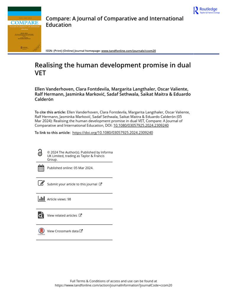 Realising the Human Development Promise in Dual VET | PDF | Vocational ...