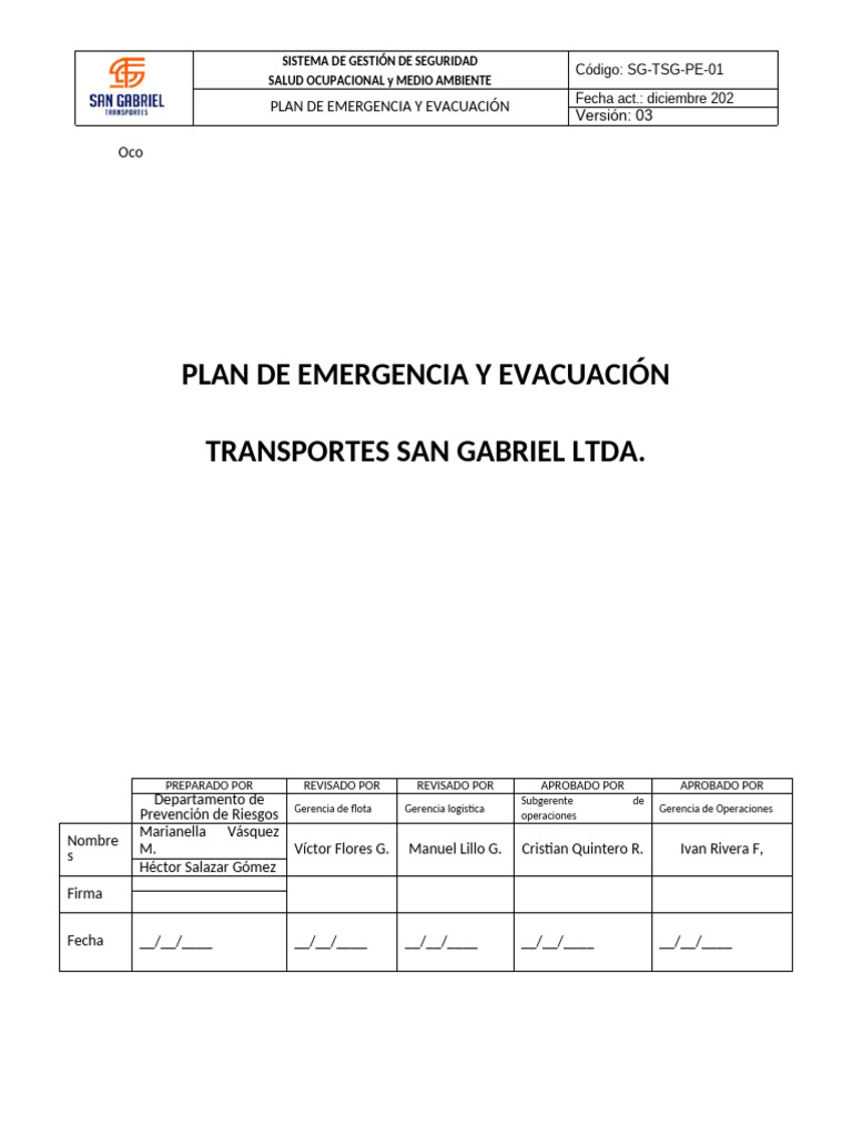 Plan de Emergencia y Evacuación 2.1 | PDF | Seguridad y salud ...
