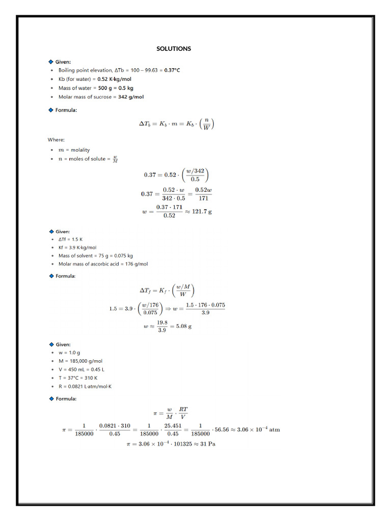 Numericals Solutions | PDF