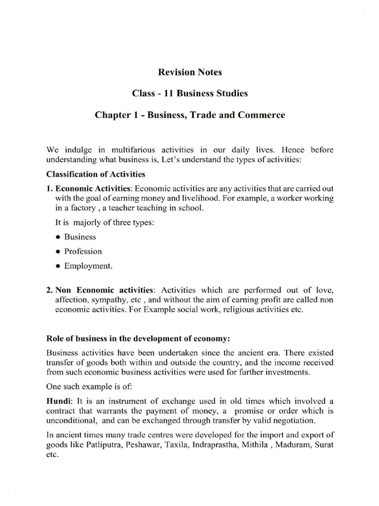 BS CH 1 Business Trade and Commerce Notes | PDF
