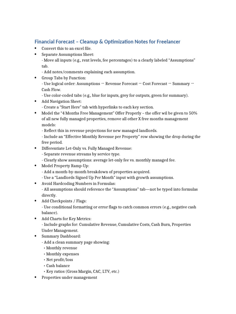 Financial Model Cleanup & Optimization Guide | PDF | Revenue | Gross Margin