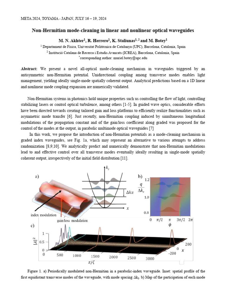 Non-Hermitian Mode-Cleaning in Waveguides | PDF | Waveguide ...