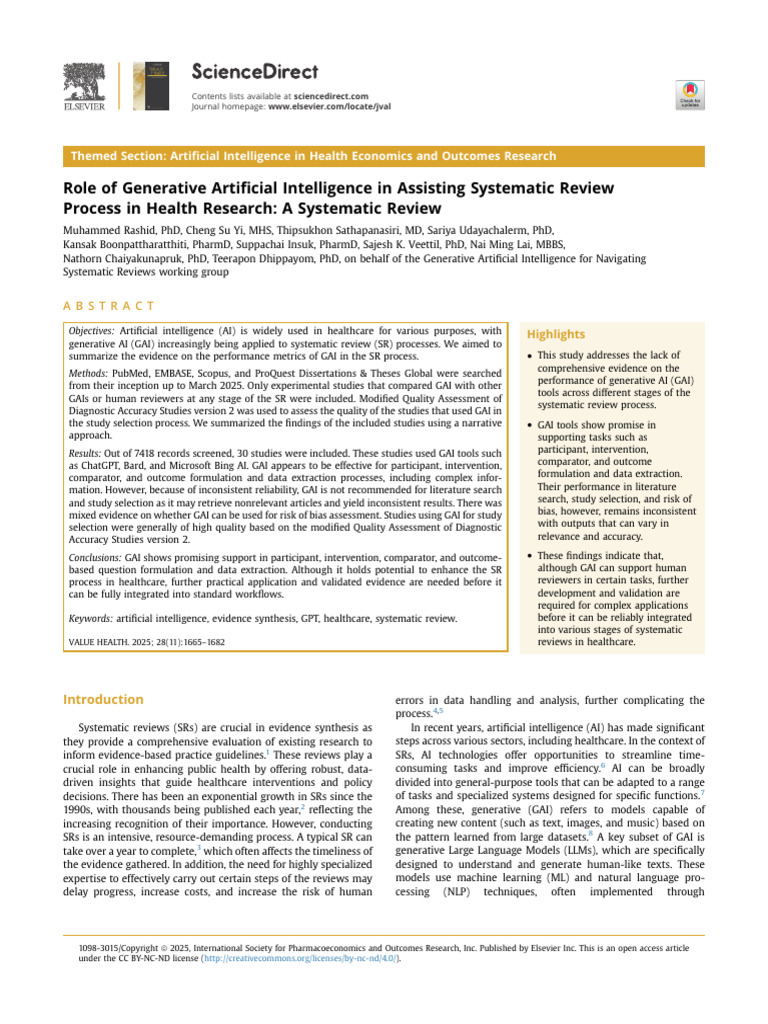 Generative AI in Systematic Reviews | PDF | Systematic Review ...