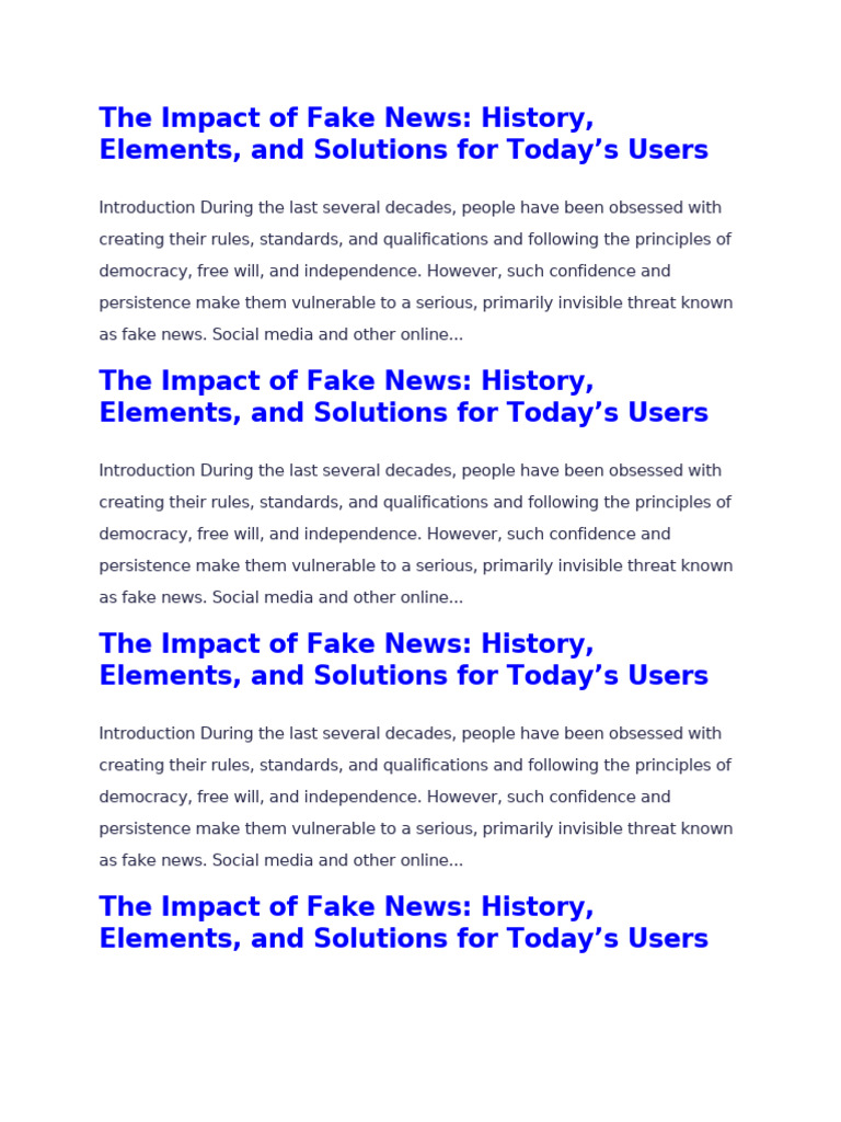 Understanding Fake News: History & Solutions | PDF | Democracy ...