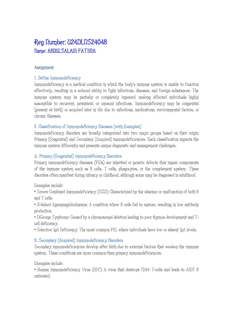 Understanding Immunodeficiency Disorders | PDF | Immunodeficiency ...