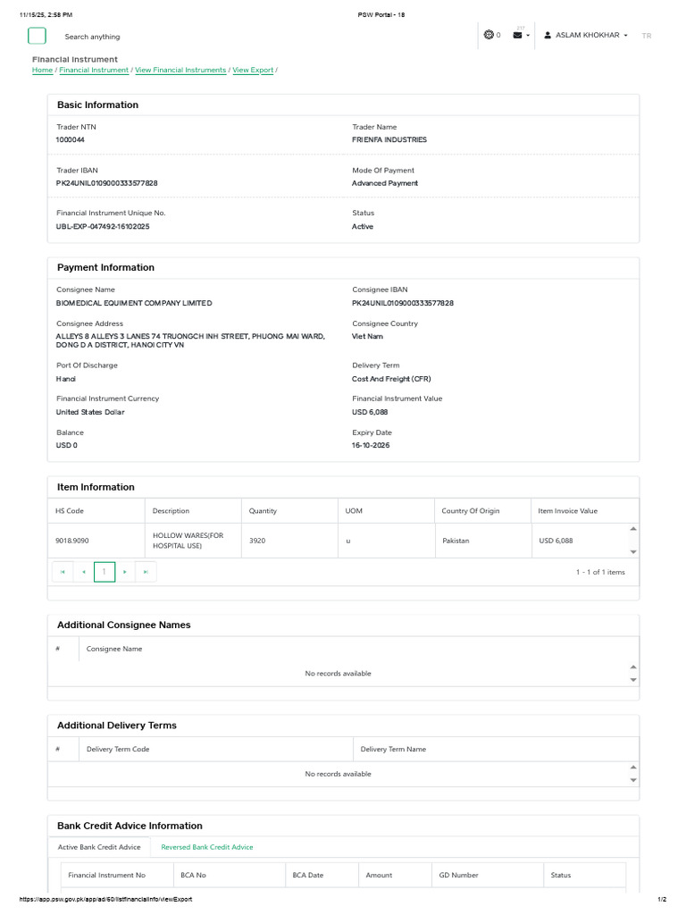 Financial Instrument Details for Export | PDF | Trade | Currency