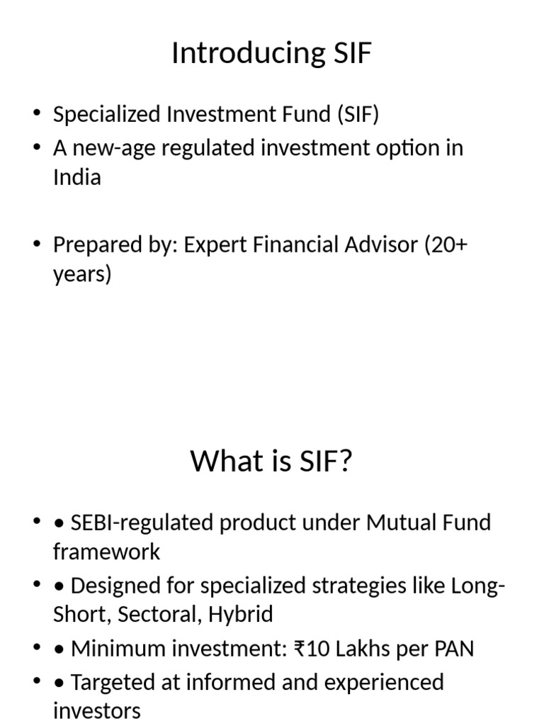 Understanding Specialized Investment Funds | PDF