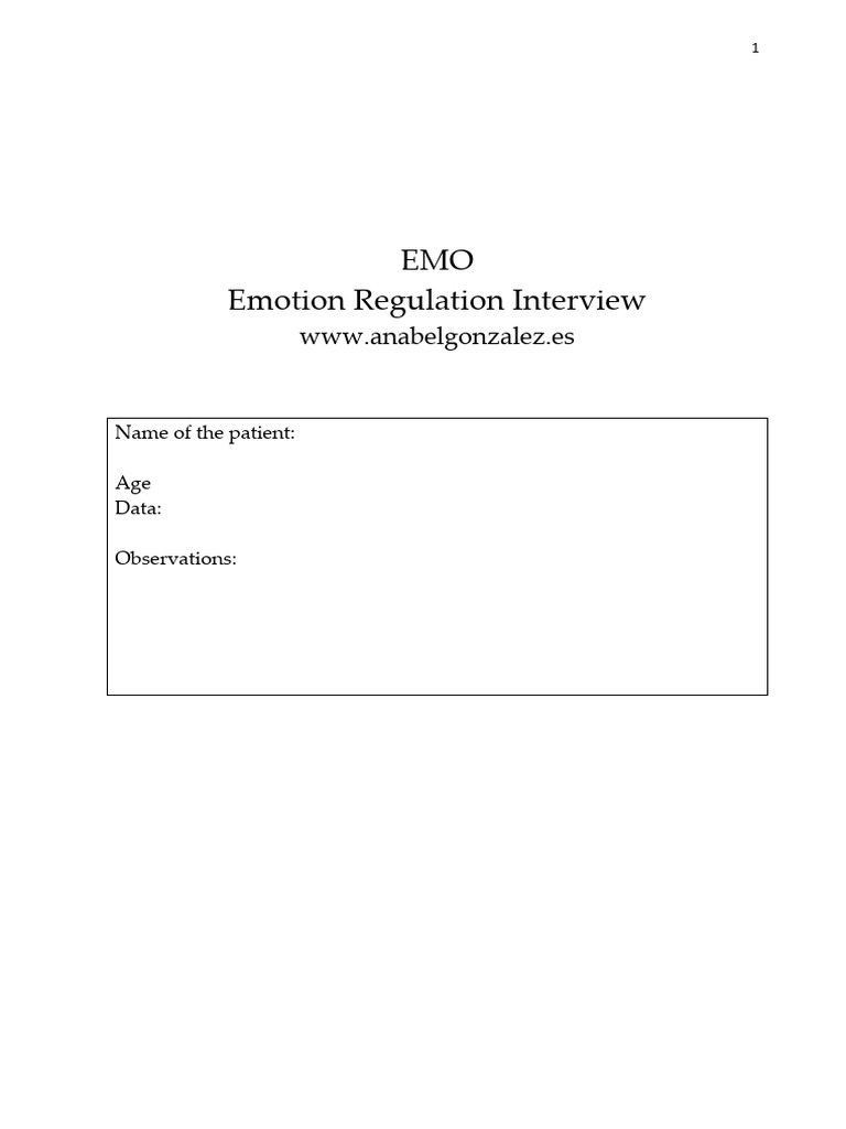 EMO Emotion Regulation Interview Gonzalez | PDF | Emotions | Feeling