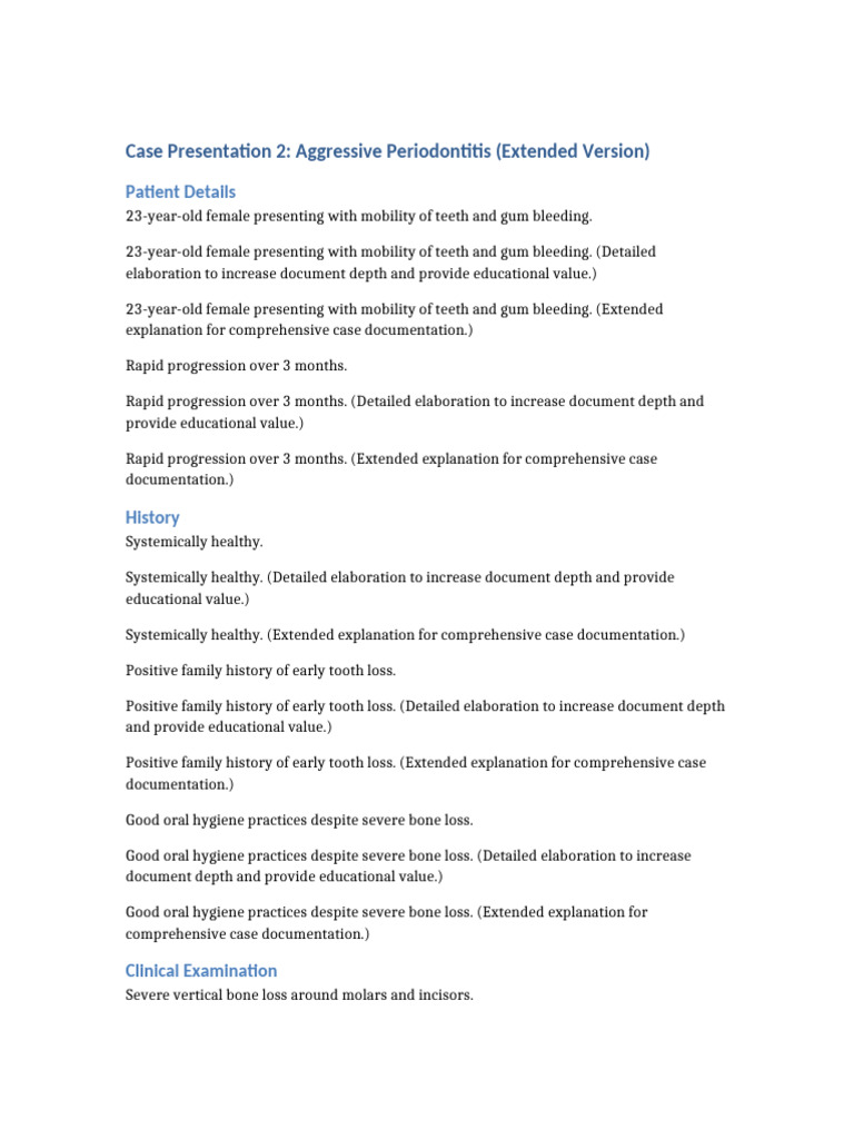 Extended Case Presentation Aggressive Periodontitis | PDF | Human Tooth ...