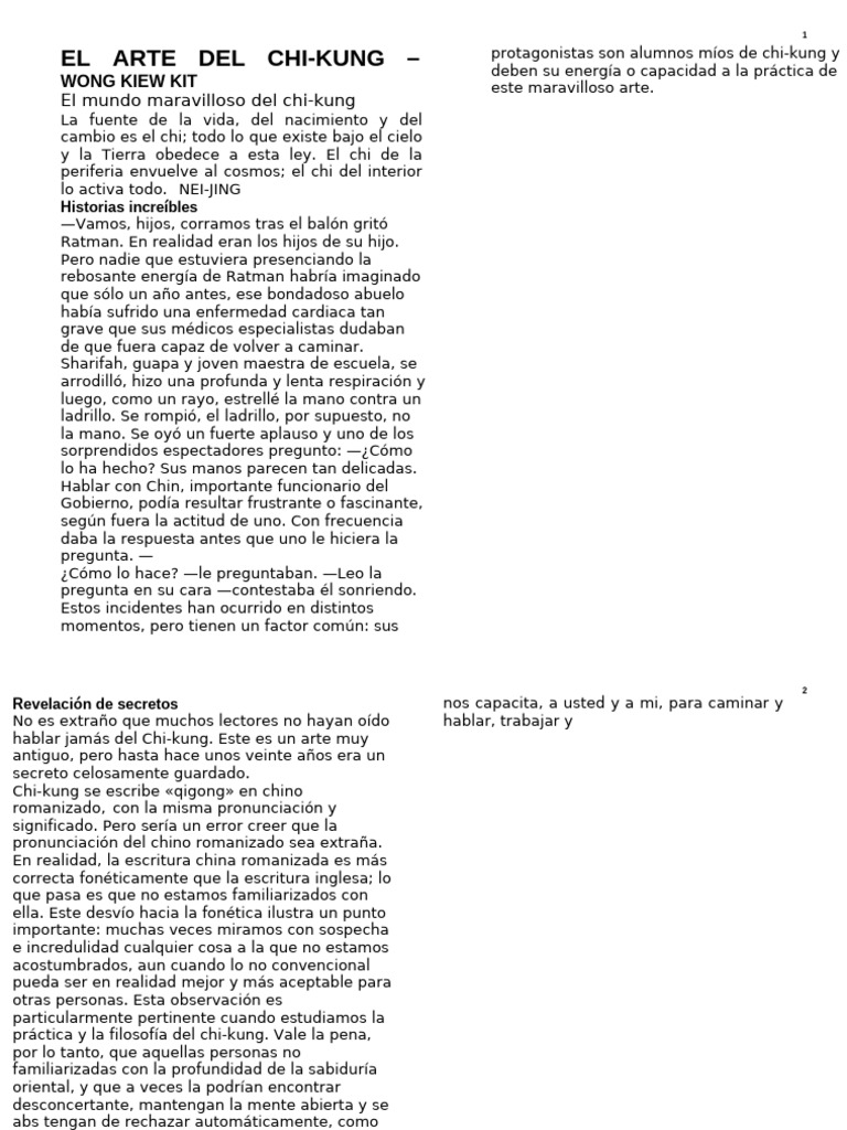 Kiew Kit Wong - El Arte Del Chi Kung | PDF | Qigong | Qi