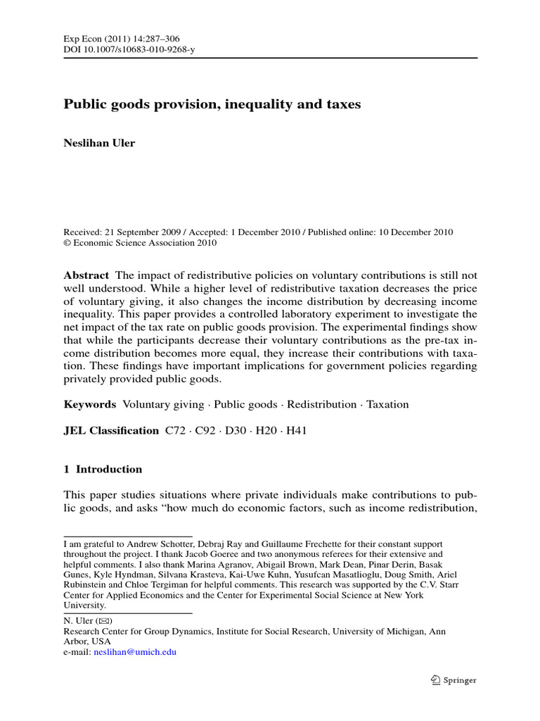 s10683-010-9268-y | PDF | Redistribution Of Income And Wealth | Taxes