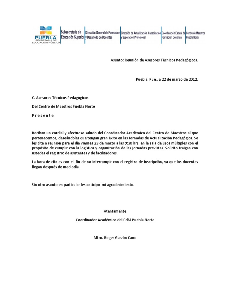 Ejemplo De Oficio Pdf