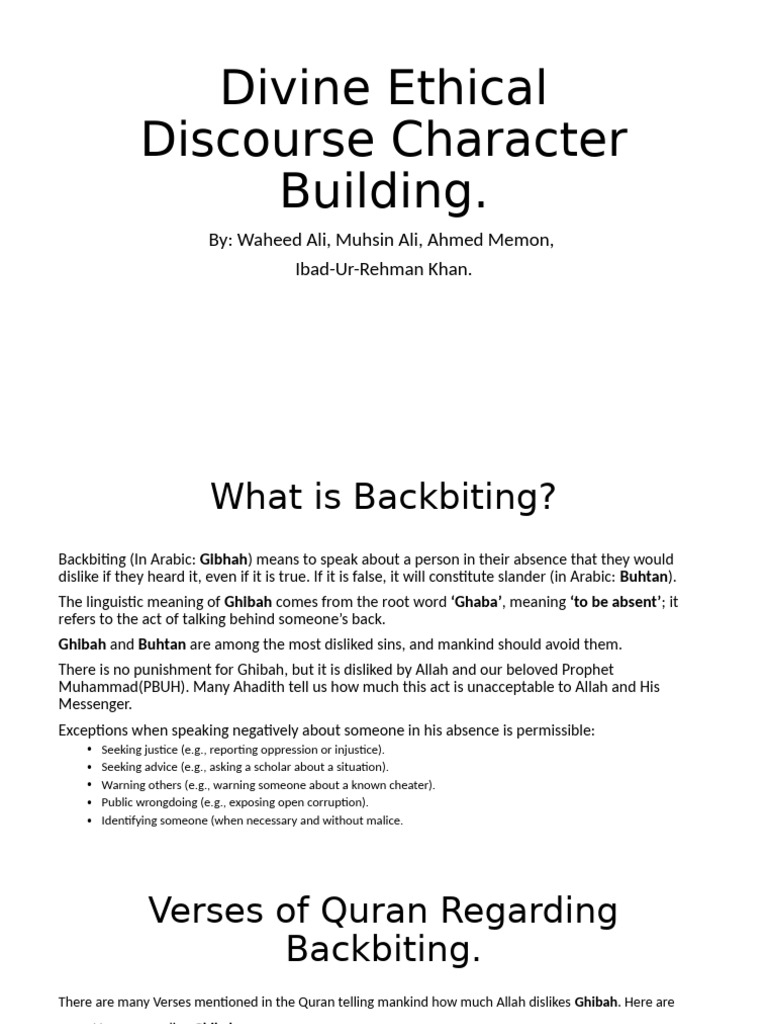 Understanding Backbiting in Islam | PDF | Hadith | Quran