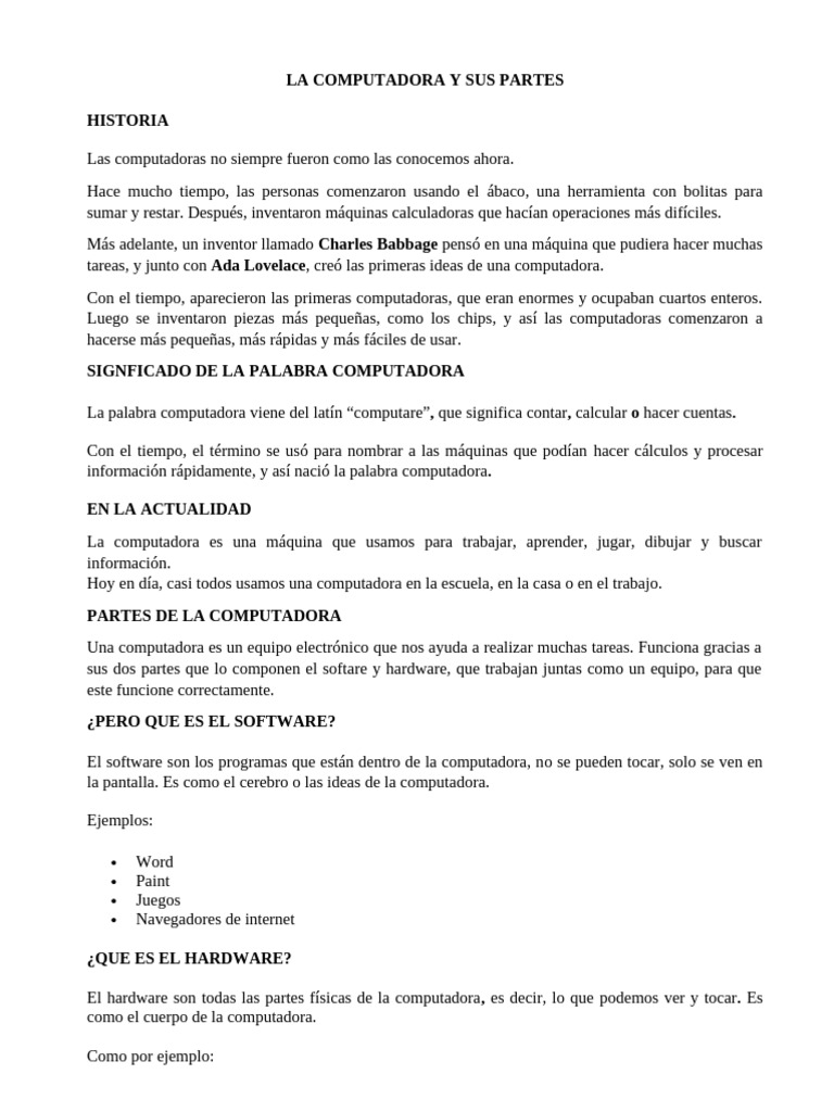 Partes y Evolución de la Computadora | PDF | Hardware de la computadora ...