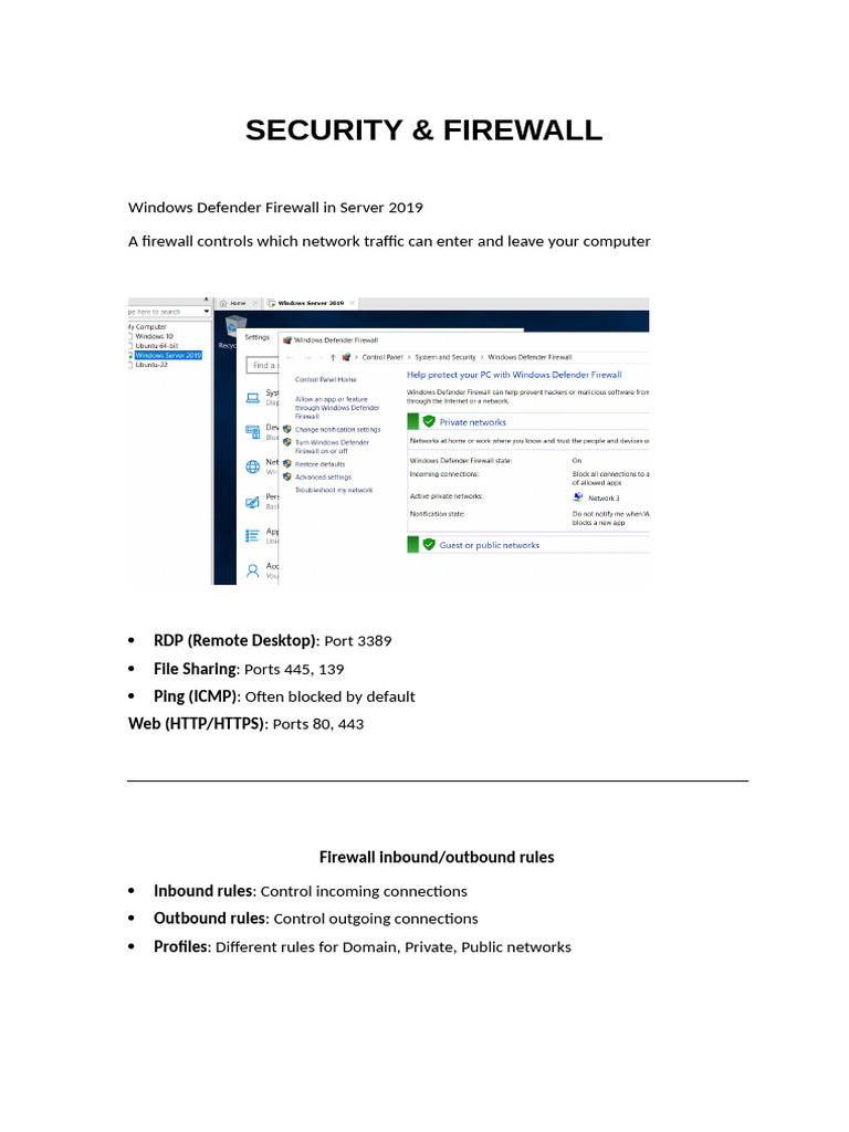 Windows Server 2019 Firewall Setup Guide | PDF