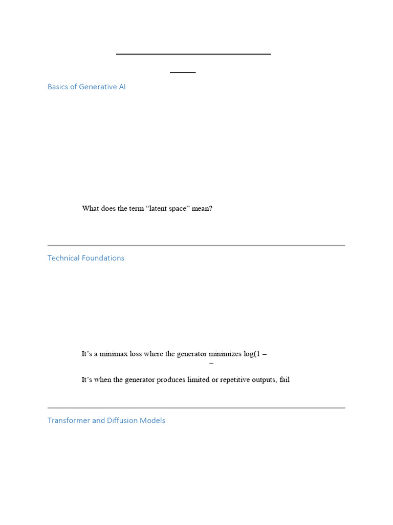 70 Key Questions on Generative AI Basics | PDF | Artificial ...