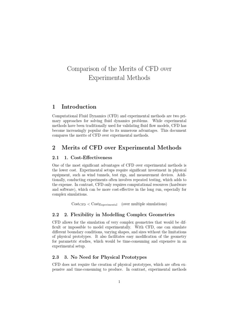 CFD vs Experimental Methods: Key Advantages | PDF | Computational Fluid ...