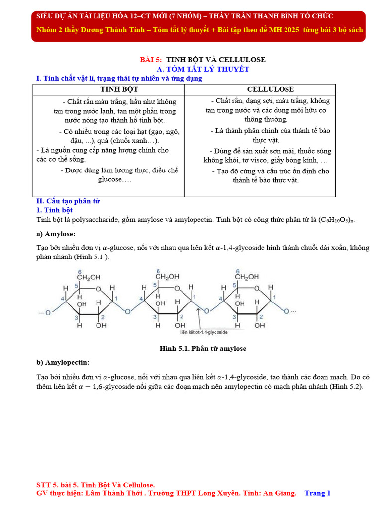 B5 Tinh Bột Và Cellulose | PDF