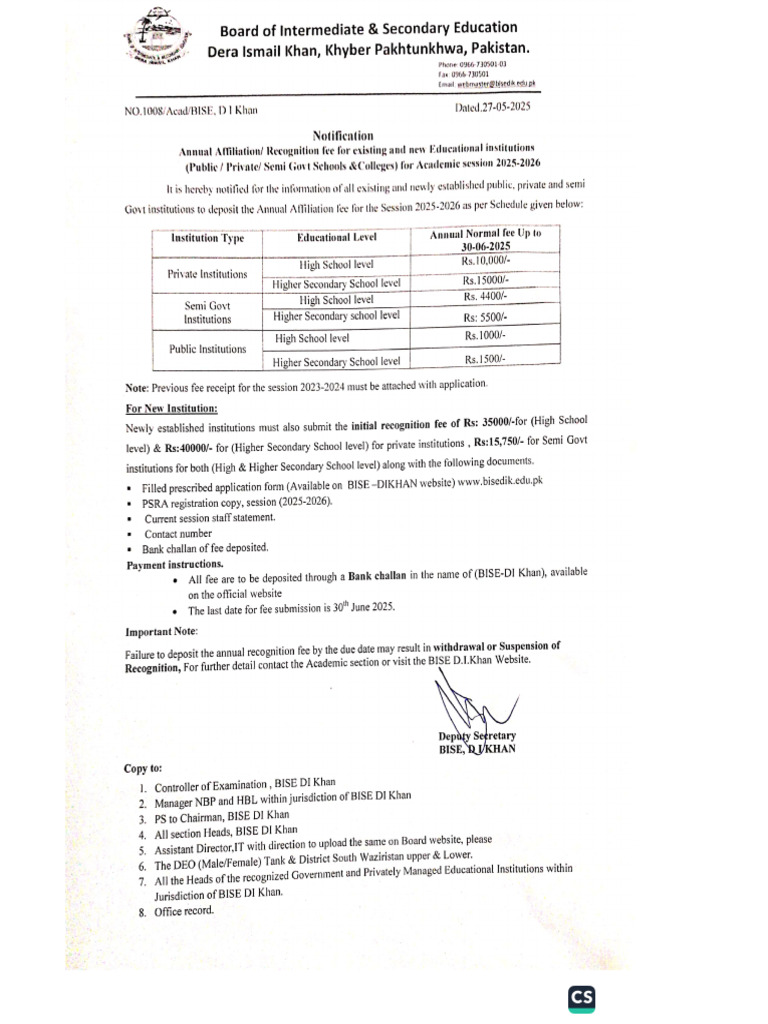 Board Affiliation Fee | PDF
