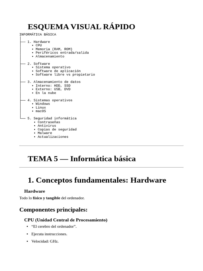 Guía Completa de Informática Básica | PDF | Hardware de la computadora ...