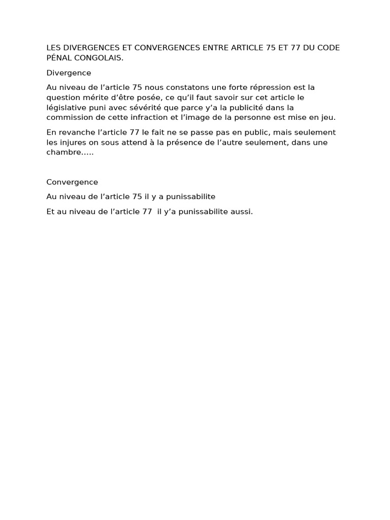 Divergences et convergences des articles 75 et 77 | PDF