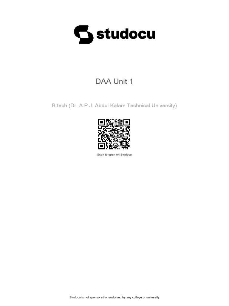 DAA Unit 1 Study Guide - B.Tech | PDF