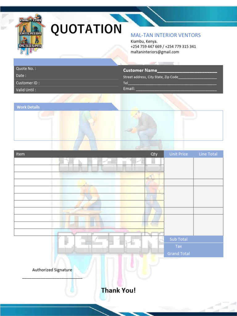 Quotation Template for Interior Services | PDF