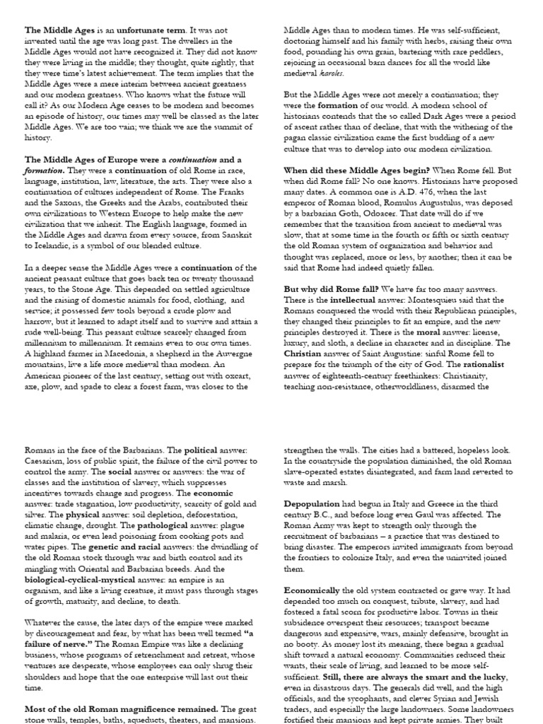 Understanding the Middle Ages' Impact | PDF | Roman Empire | Middle Ages