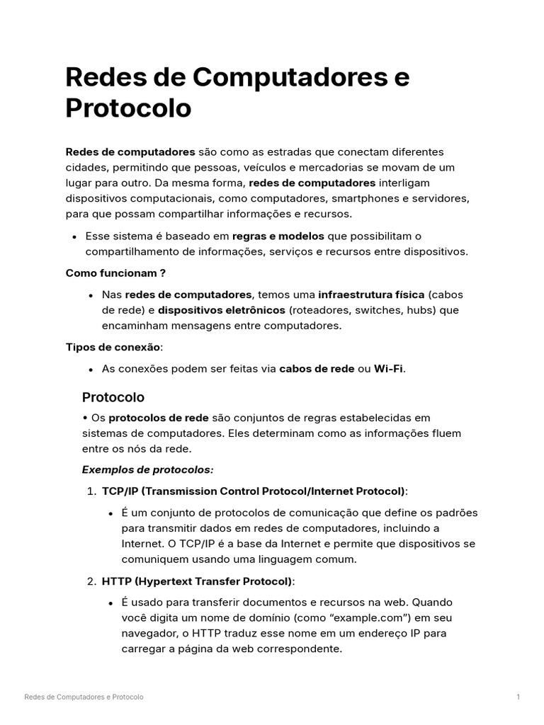 Redes de Computadores e Protocolos Explicados | PDF | Rede de ...