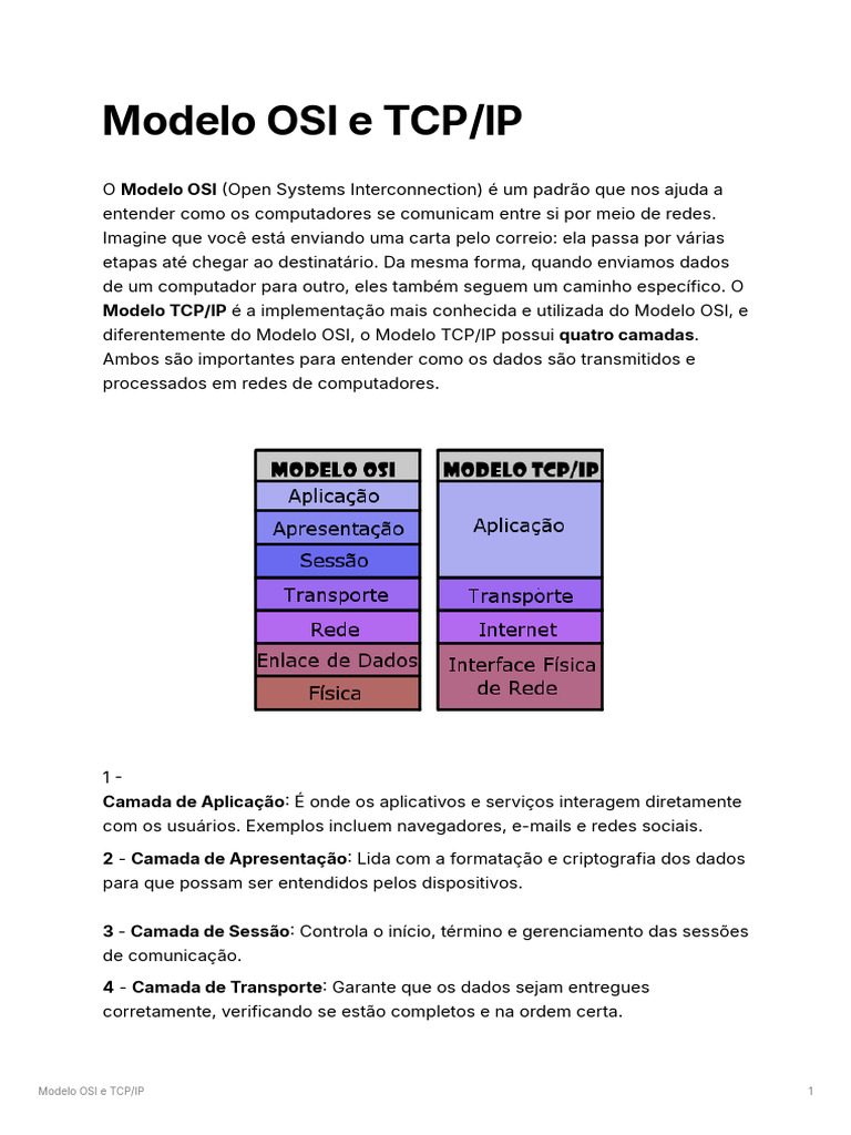 Entenda o Modelo OSI e TCP/IP | PDF