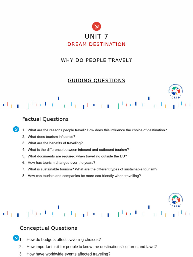 Unit 7 - Dream Destination - Guiding Questions V2 | PDF