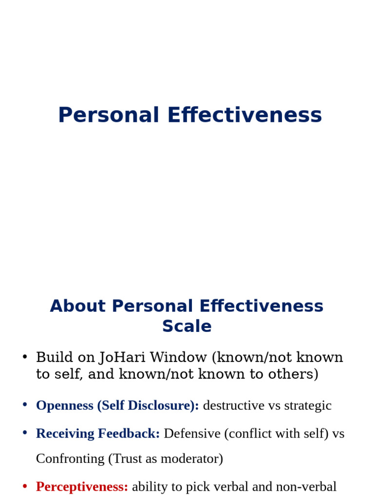 Understanding Personal Effectiveness Factors | PDF