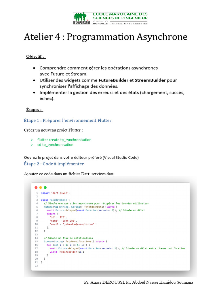 Atelier Flutter : Programmation Asynchrone | PDF