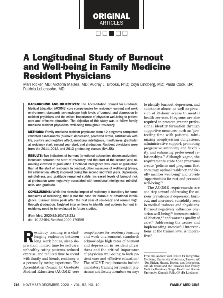 A Longitudinal Study of Burnout and Well Being in Family 3zyo55sioz ...