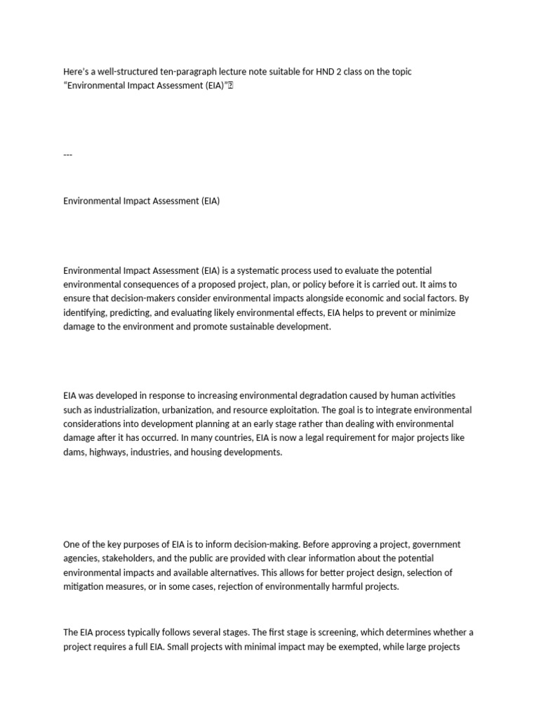 Understanding Environmental Impact Assessment | PDF | Environmental ...