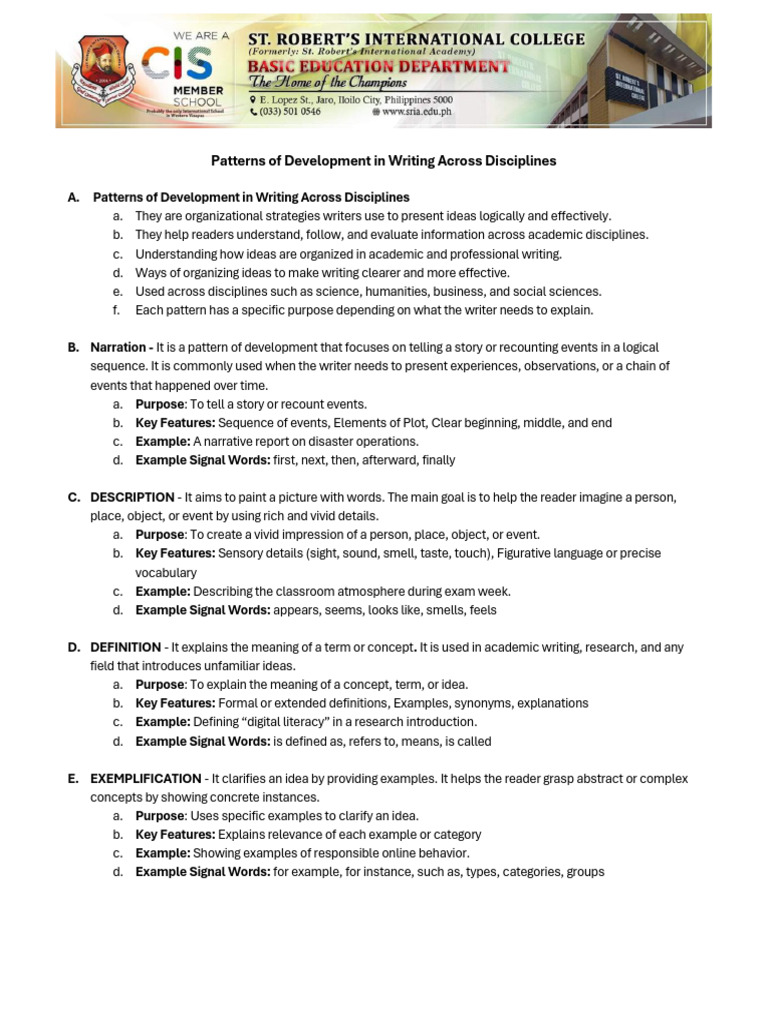 Writing Development Patterns Explained | PDF | Idea | Concept