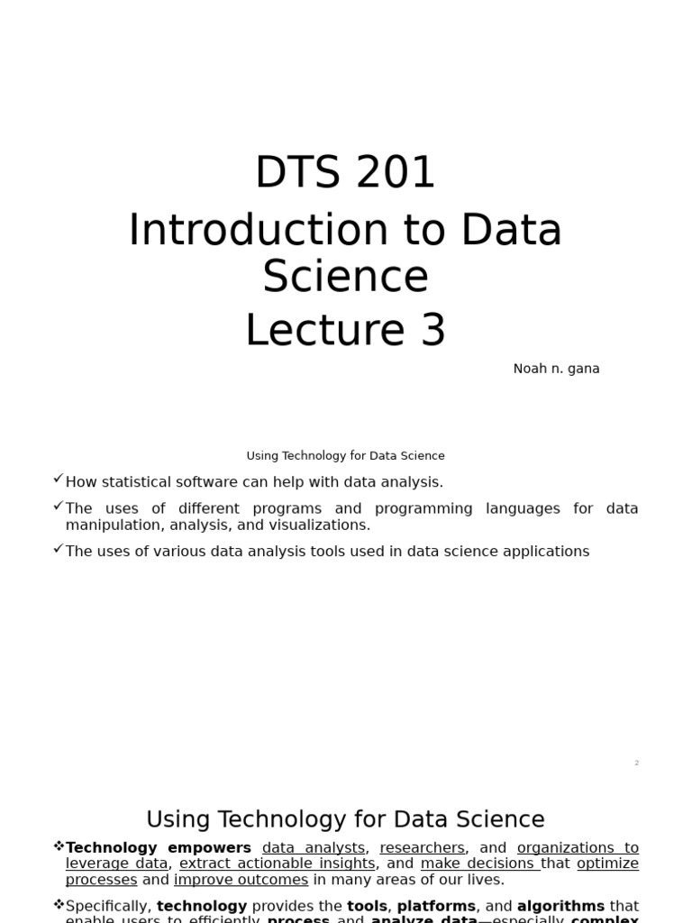 DTS 201_Lecture 4 | PDF | Spreadsheet | Computer Programming